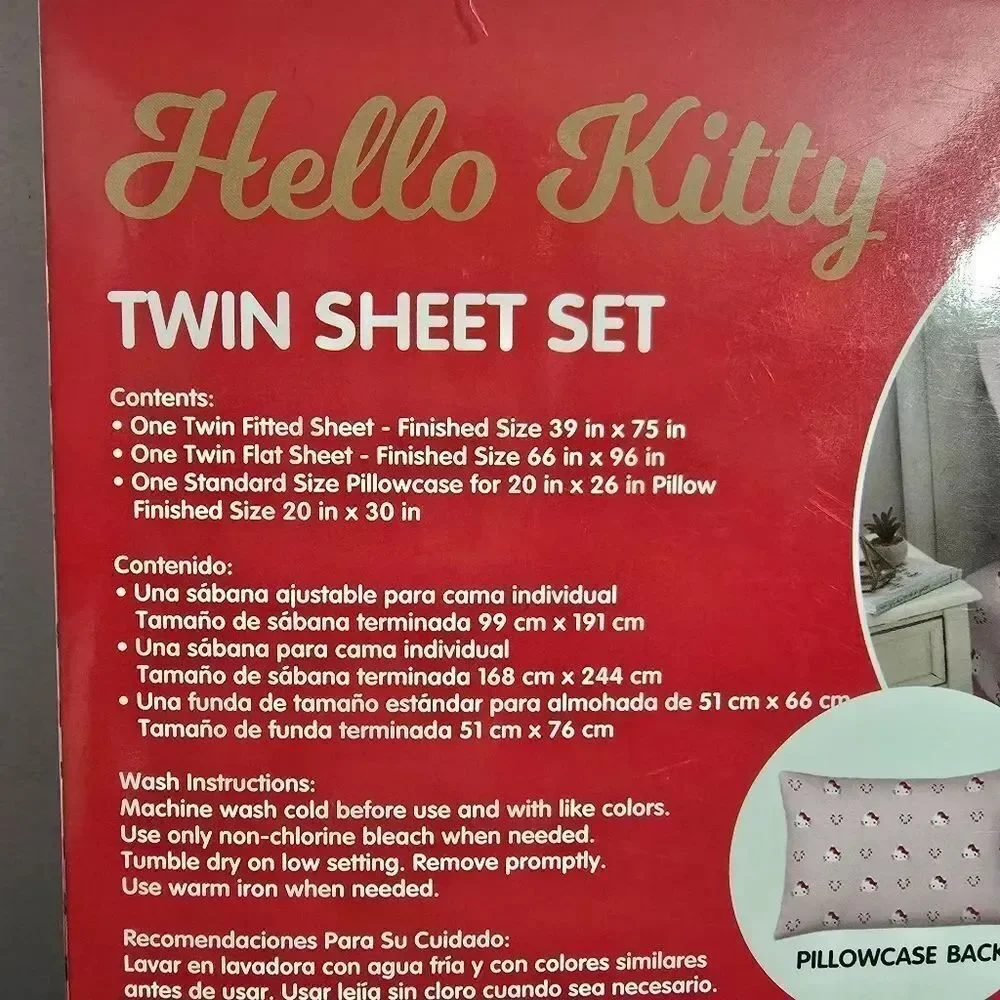 New Hello Kitty Candy Cane Christmas Love Kids Pink Twin Sheet Set